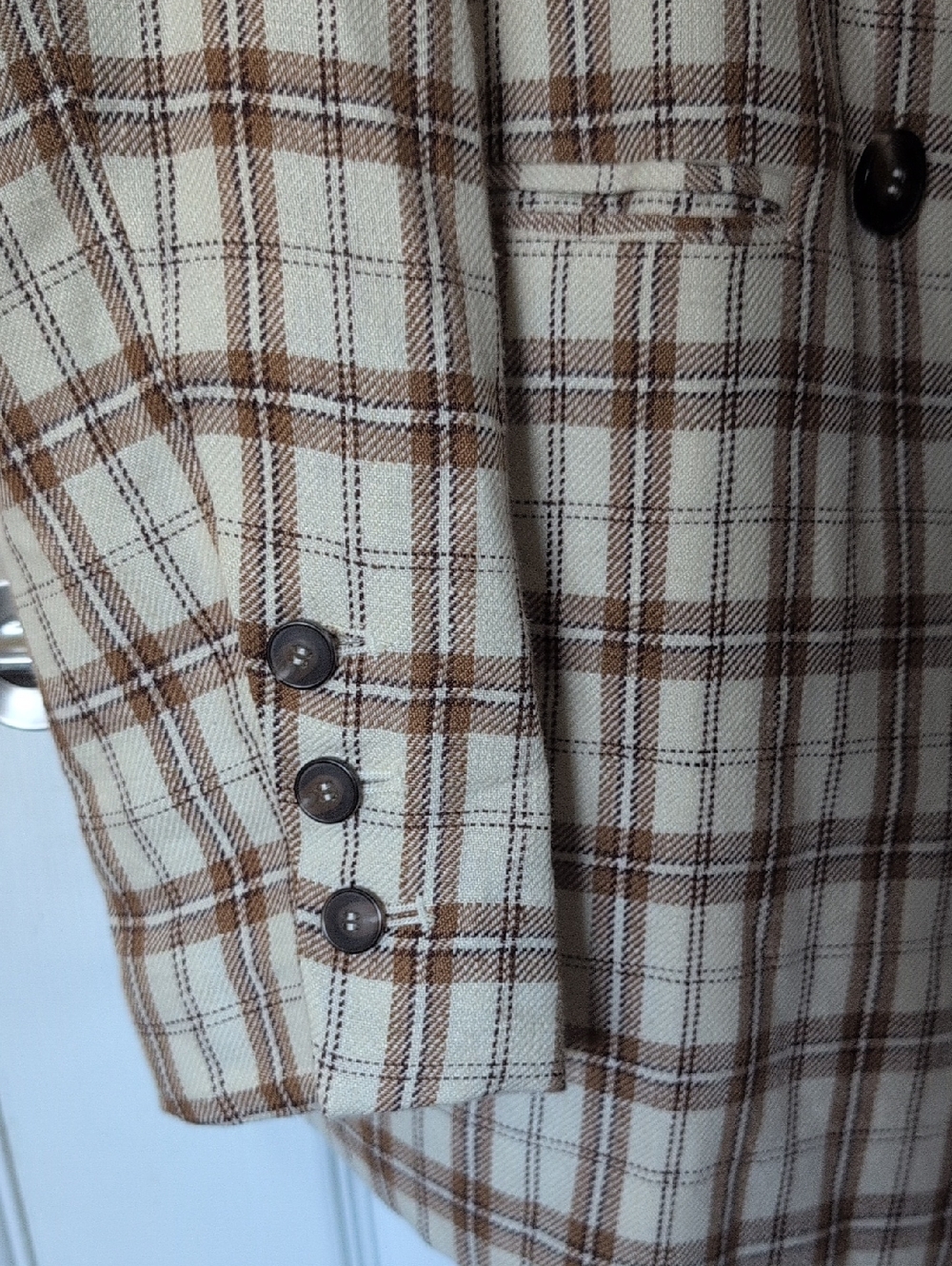 MWT Reformation Cream and Brown Plaid Blazer - Picture 8 of 11